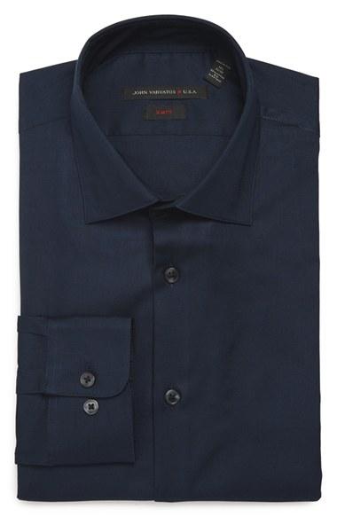 Men's John Varvatos Star Usa Soho Slim Fit Stretch Solid Dress Shirt .5 R - Blue