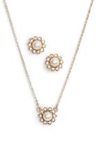 Women's Marchesa Imitation Pearl Necklace & Earrings Set