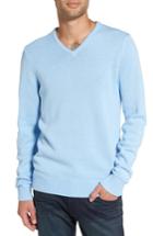 Men's 1901 V-neck Cotton Blend Sweater, Size - Blue