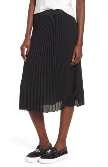 Women's Bp. Pleated Midi Skirt - Black