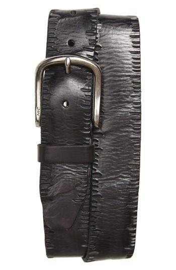 Men's John Varvatos Star Usa Etched Edge Leather Belt - Black