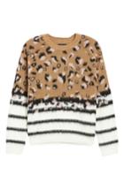 Women's Topshop Mixed Print Sweater Us (fits Like 0-2) - Beige