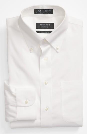 Men's Nordstrom Men's Shop Smartcare(tm) Traditional Fit Pinpoint Dress Shirt .5 33 - White