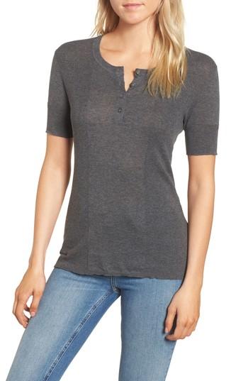 Women's James Perse Cotton Henley Sweater - Grey