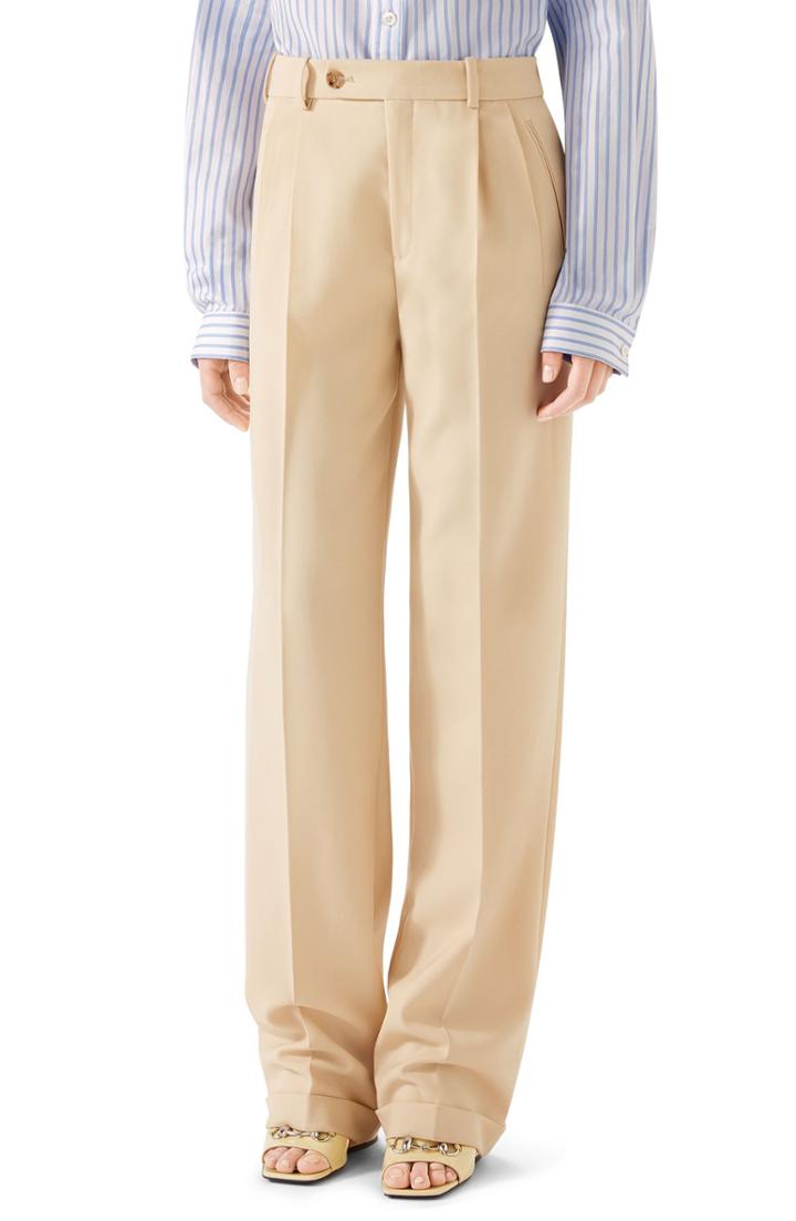 Women's Gucci Wool Cuffed Pants Us / 42 It - Ivory