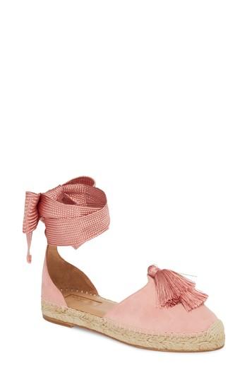 Women's Aquazzura Love Tassel Espadrille Flat Us / 36eu - Pink
