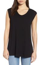 Women's Eileen Fisher U-neck Stretch Jersey Tunic, Size - Black