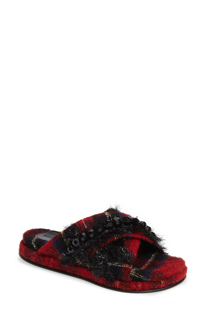 Women's Simone Rocha Cross Strap Beaded Slide Sandal Us / 38eu - Black