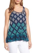 Women's Wit & Wisdom Embroidered Mesh Peplum Tank - Blue