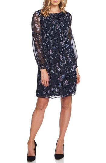 Women's Cece Smocked Floral Babydoll Dress - Blue