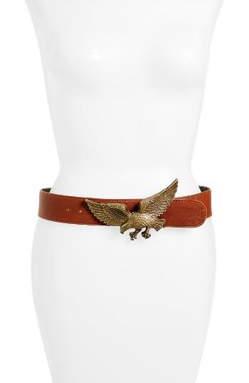 Women's Raina Eagle Leather Belt - Cognac