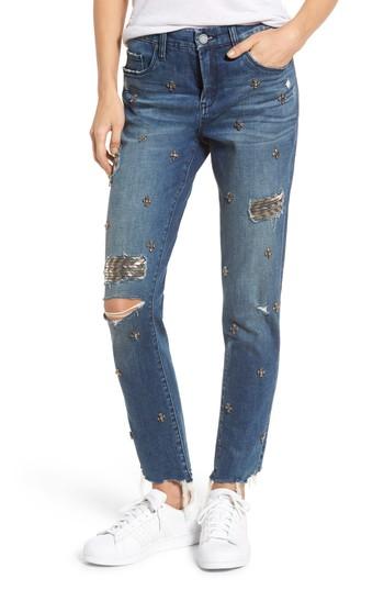 Women's Blanknyc Charm School Jeweled Girlfriend Jeans - Blue