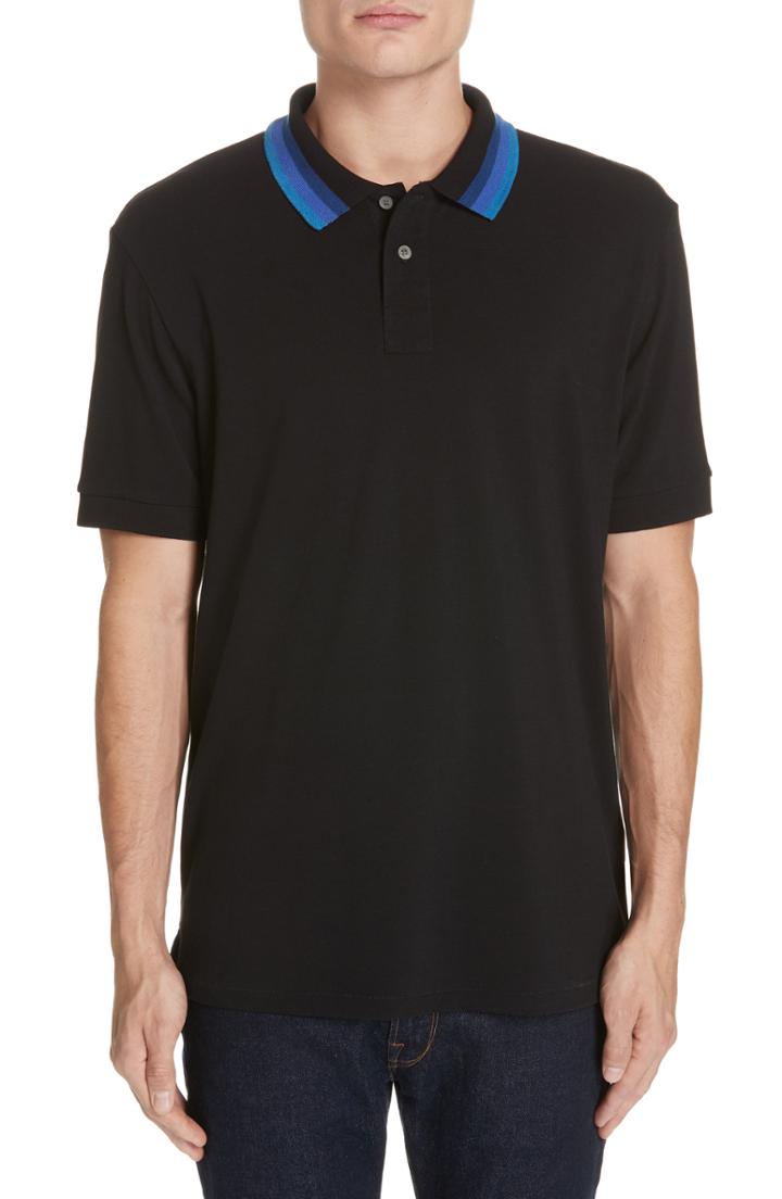 Men's Ps Paul Smith Multistripe Collar Polo - Black