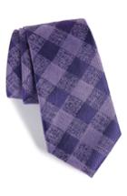 Men's Calibrate Tigrane Check Silk & Cotton Tie, Size - Purple