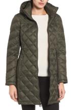 Women's Michael Michael Kors Logo Packable Puffer Coat With Detachable Hood - Green