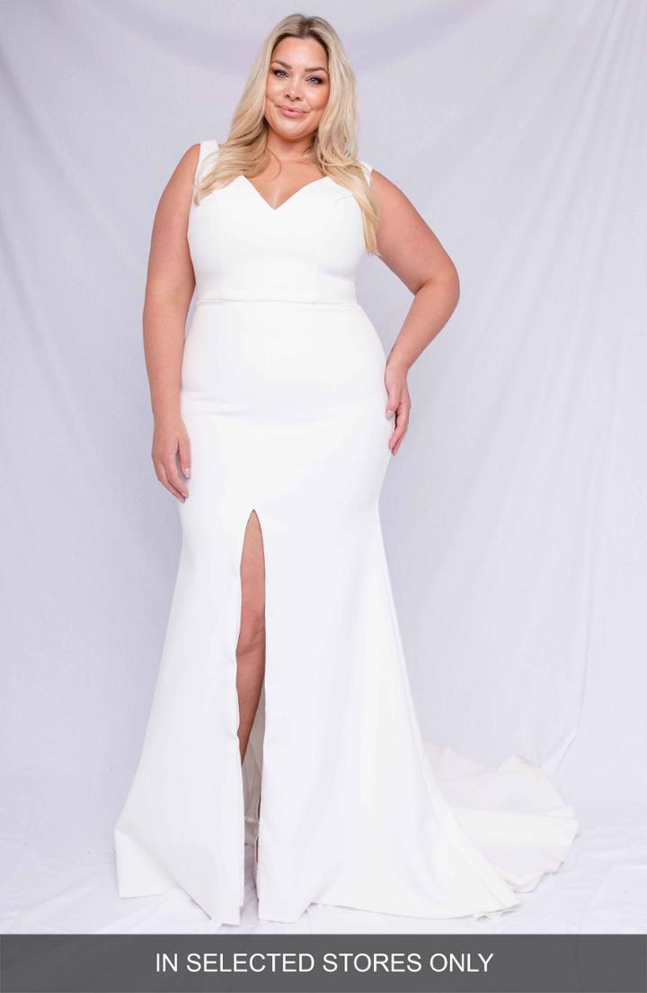 Women's Chosen By One Day Cara Slit Front Trumpet Gown, Size - Ivory