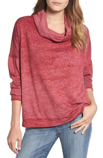 Women's Caslon Burnout Back Pleat Sweatshirt - Red