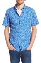 Men's Vineyard Vines Linear Floral Slim Fit Print Short Sleeve Sport Shirt - Blue