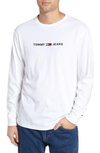 Men's Tommy Jeans Tjm Logo Graphic Long Sleeve T-shirt - White