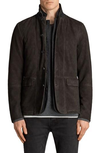 Men's Allsaints Survey Leather Blazer - Grey