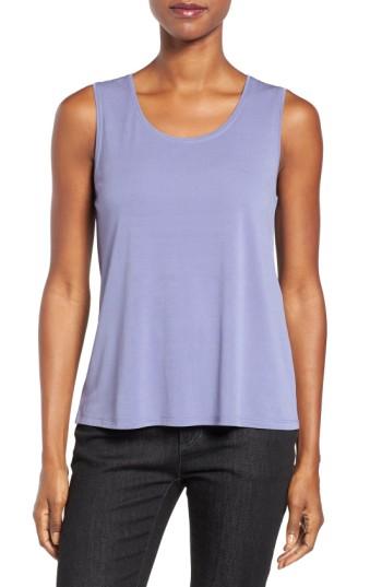 Women's Eileen Fisher Silk Jersey Tank, Size X-small - Blue (regular & ) (online Only)