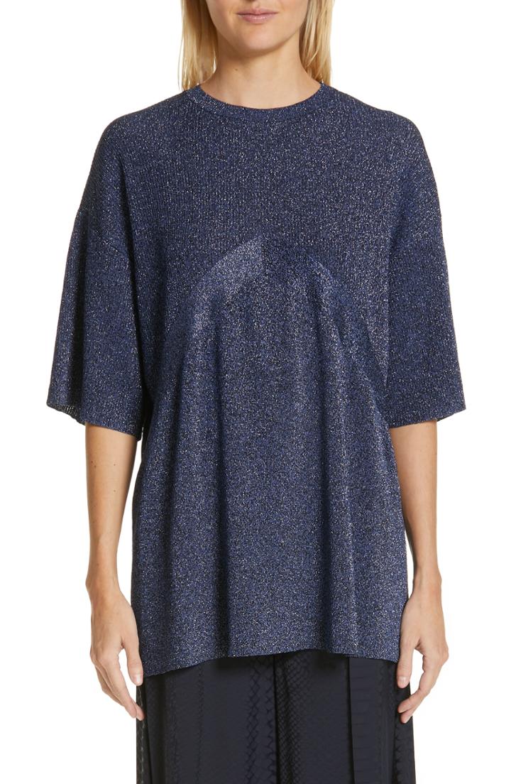 Women's Stella Mccartney Metallic Knit Sweater Us / 36 It - Blue