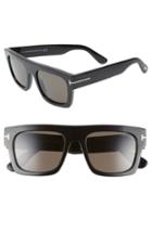 Women's Tom Ford Fausto 53mm Flat Top Sunglasses - Shiny Black/ Smoke