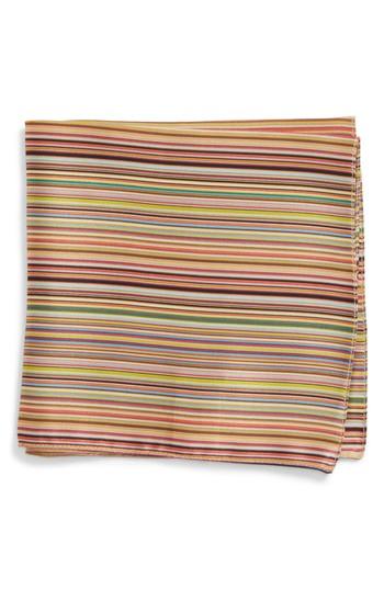 Men's Paul Smith Multistripe Silk Pocket Square, Size - Pink