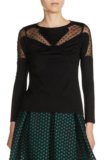 Women's Maje Dot Mesh Inset Tee - Black
