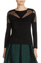 Women's Maje Dot Mesh Inset Tee - Black