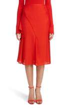 Women's Victoria Beckham Ruffle Silk Midi Skirt Us / 6 Uk - Red