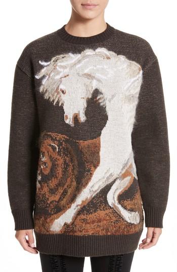 Women's Stella Mccartney Horse Intarsia Sweater Us / 40 It - Brown