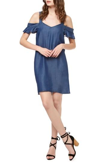 Women's Sanctuary Madeline Denim Off The Shoulder Dress - Blue