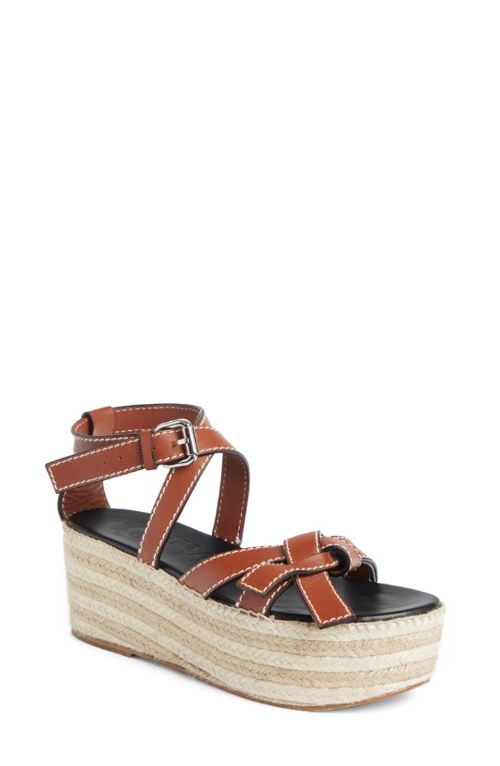 Women's Loewe Gate Platform Wedge Sandal .5us / 36eu - Brown