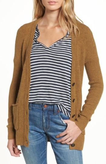 Women's Madewell Cozy Boyfriend Cardigan, Size - Green