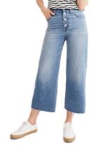 Women's Madewell Button Front Wide Leg Crop Jeans - Blue