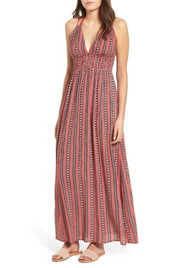Women's Band Of Gypsies Print Halter Maxi Dress - Red