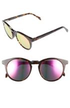Women's Diff Charlie 48mm Mirrored Polarized Round Retro Sunglasses - Tortoise/ Pink