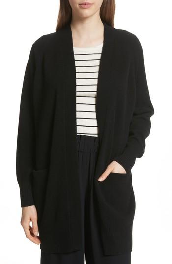 Women's Vince Open Front Cashmere Long Cardigan - Black