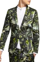 Men's Topman Ultra Skinny Fit Palm Print Suit Jacket 32 - Green