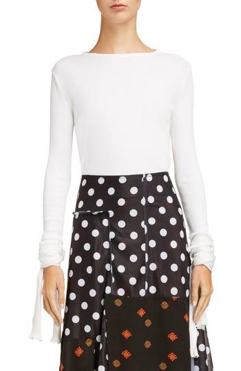 Women's J.w.anderson Ribbed Tie Cuff Tee - White