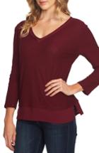 Women's Vince Camuto V-neck Mix Media Top - Red