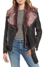 Women's Veronica Beard Rosina Faux Shearling Lined Denim Biker Jacket