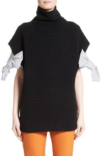 Women's Victoria, Victoria Beckham Bow Sleeve Funnel Neck Sweater