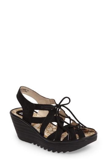 Women's Fly London Yapi Wedge Sandal -10.5us / 41eu - Black