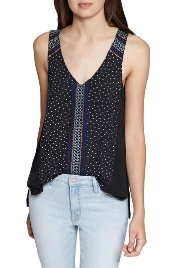 Women's Sanctuary Kira Mixed Media Tank, Size - Black