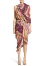 Women's Etro Drape & Twist Metallic Silk Dress Us / 42 It - Pink