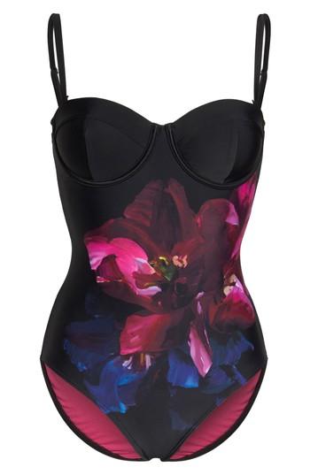Women's Ted Baker London Imaja Impressionist Underwire One-piece Swimsuit C/d - Black