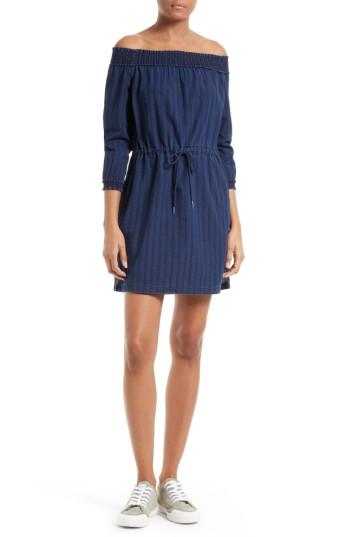 Women's Rag & Bone/jean Drew Off The Shoulder Cotton Dress - Blue