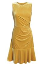 Women's Eliza J Draped Velvet Sheath Dress - Yellow